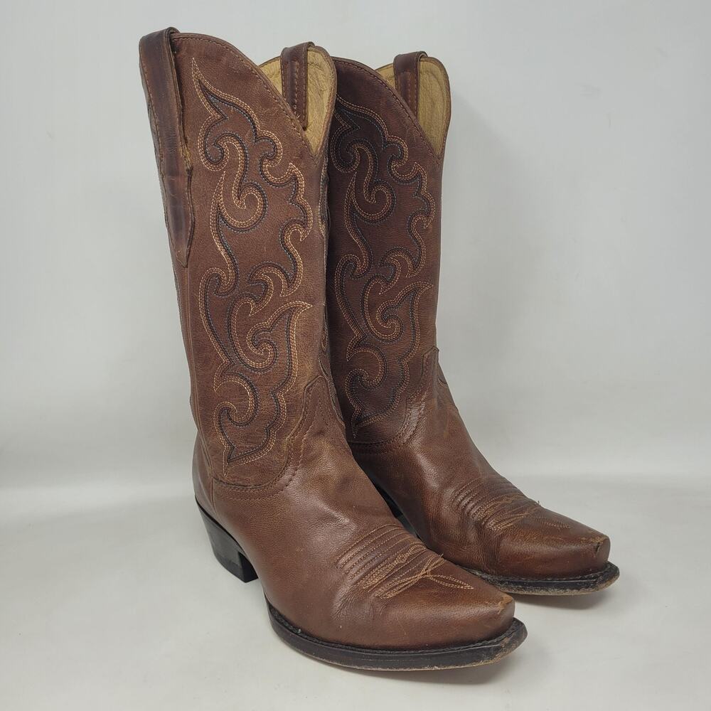 Cavender's Boots 6C Brown Leather Embroidered Western Cowgirl Rodeo Ranch Mexico